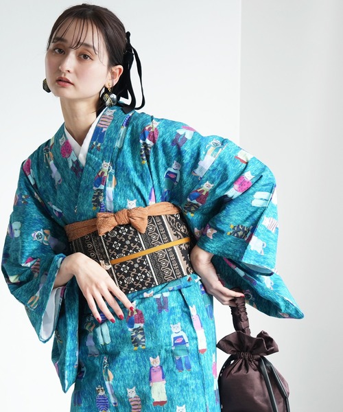 utatane(ウタタネ)の「着物 単衣 ニコアンティーク ファッションリーダー(着物・レディース・グリーン・FREE)」の1枚目の写真