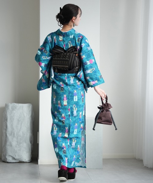 utatane(ウタタネ)の「着物 単衣 ニコアンティーク ファッションリーダー(着物・レディース・グリーン・FREE)」の4枚目の写真