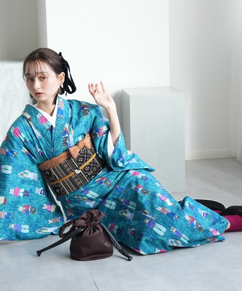 utatane(ウタタネ)の「着物 単衣 ニコアンティーク ファッションリーダー(着物・レディース・グリーン・FREE)」の6枚目の写真