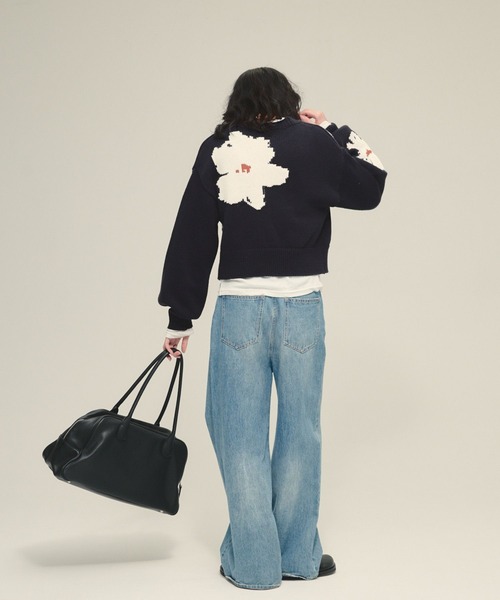 eL（エル）の「【eL】5G Flower Jacquard Cardigan/641224（カーディガン/ボレロ・レディース・グレー系/ネイビー系・FREE）」の16枚目の写真