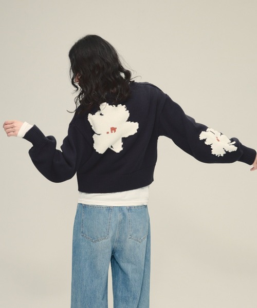 eL（エル）の「【eL】5G Flower Jacquard Cardigan/641224（カーディガン/ボレロ・レディース・グレー系/ネイビー系・FREE）」の17枚目の写真