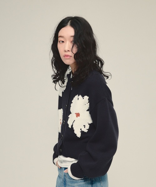 eL（エル）の「【eL】5G Flower Jacquard Cardigan/641224（カーディガン/ボレロ・レディース・グレー系/ネイビー系・FREE）」の18枚目の写真