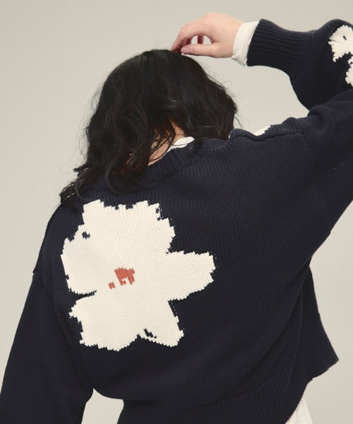 eL（エル）の「【eL】5G Flower Jacquard Cardigan/641224（カーディガン/ボレロ・レディース・グレー系/ネイビー系・FREE）」の19枚目の写真