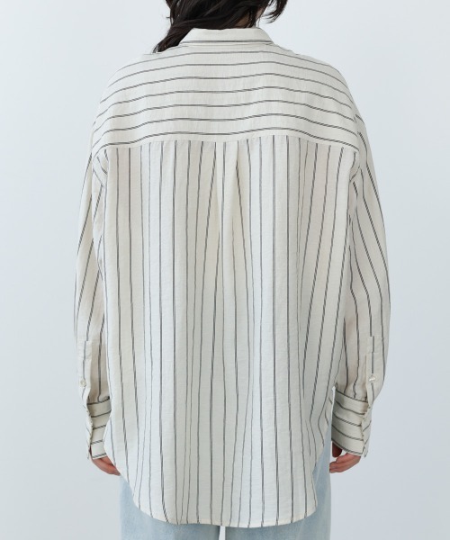 Bab（バブ）の「シアーストライプシャツ（シャツ/ブラウス・レディース・ライトピンク/アイボリー/ブルー・M）」の9枚目の写真