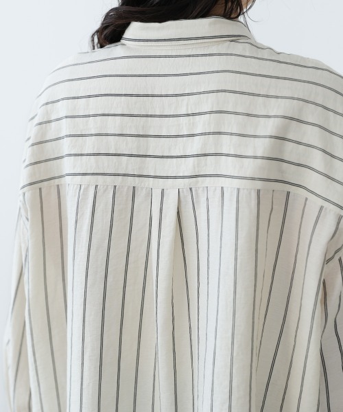 Bab（バブ）の「シアーストライプシャツ（シャツ/ブラウス・レディース・ライトピンク/アイボリー/ブルー・M）」の13枚目の写真