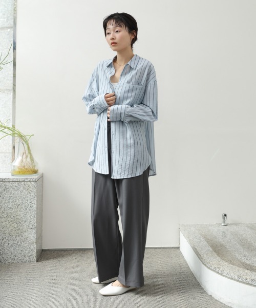 Bab（バブ）の「シアーストライプシャツ（シャツ/ブラウス・レディース・ライトピンク/アイボリー/ブルー・M）」の14枚目の写真