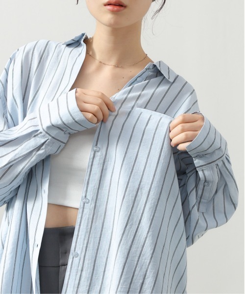 Bab（バブ）の「シアーストライプシャツ（シャツ/ブラウス・レディース・ライトピンク/アイボリー/ブルー・M）」の15枚目の写真