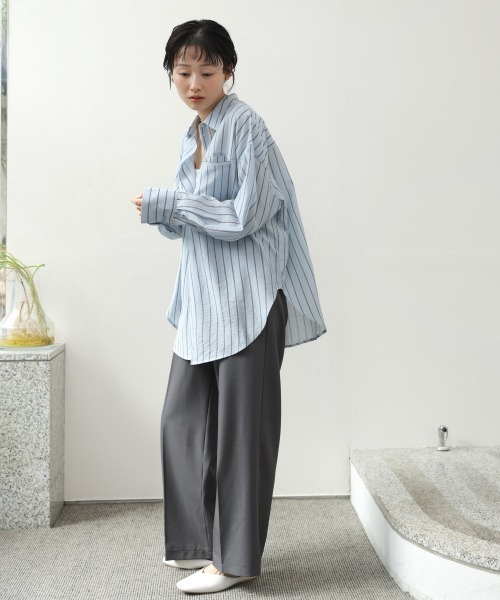 Bab（バブ）の「シアーストライプシャツ（シャツ/ブラウス・レディース・ライトピンク/アイボリー/ブルー・M）」の17枚目の写真