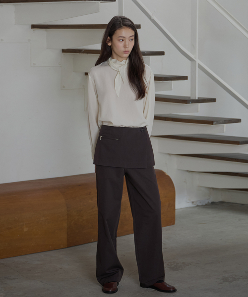 BUT'TON（ボッタン）の「Wrap Layered Skirt (Charcoal Brown)（スカート・レディース・その他・FREE）」の2枚目の写真