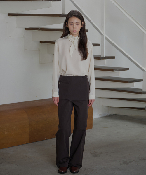 BUT'TON（ボッタン）の「Wrap Layered Skirt (Charcoal Brown)（スカート・レディース・その他・FREE）」の3枚目の写真