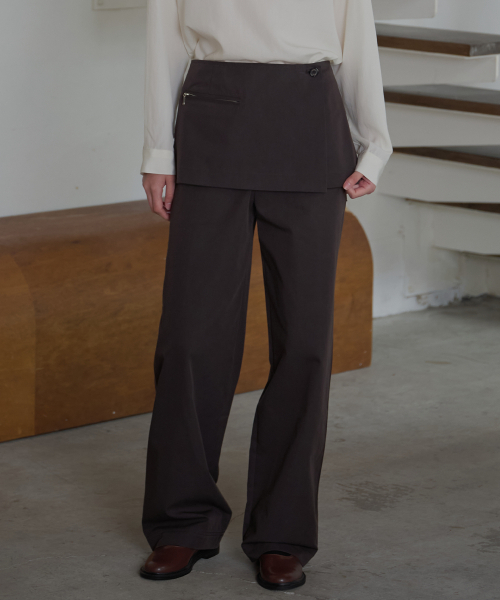 BUT'TON（ボッタン）の「Wrap Layered Skirt (Charcoal Brown)（スカート・レディース・その他・FREE）」の4枚目の写真