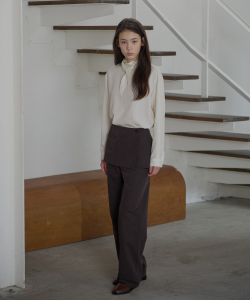 BUT'TON（ボッタン）の「Wrap Layered Skirt (Charcoal Brown)（スカート・レディース・その他・FREE）」の5枚目の写真