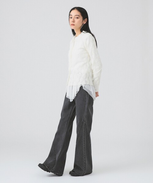 Ray BEAMS（レイビームス）の「カット レース シャツ（シャツ/ブラウス・レディース・オフホワイト/ブラック・ONE SIZE）」の4枚目の写真