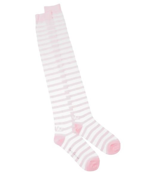 Candy Stripper(キャンディストリッパー)の「CND BORDER SHEER KNEE HIGH ソックス(ソックス/靴下・レディース・グレー/ライトピンク/ブラック・FREE)」の1枚目の写真