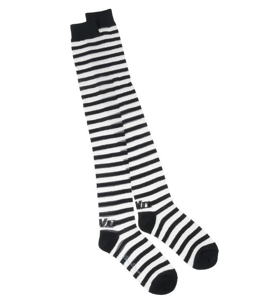Candy Stripper(キャンディストリッパー)の「CND BORDER SHEER KNEE HIGH ソックス(ソックス/靴下・レディース・グレー/ライトピンク/ブラック・FREE)」の2枚目の写真