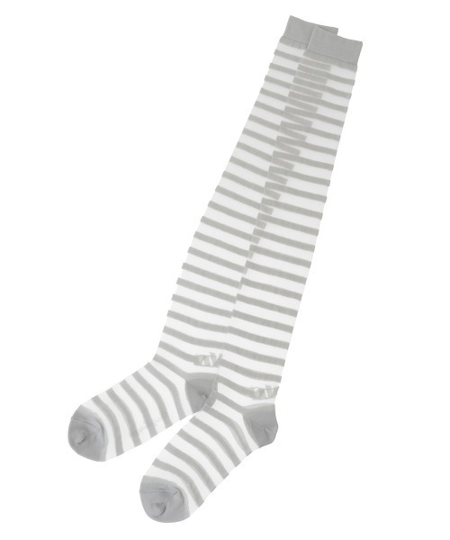 Candy Stripper(キャンディストリッパー)の「CND BORDER SHEER KNEE HIGH ソックス(ソックス/靴下・レディース・グレー/ライトピンク/ブラック・FREE)」の4枚目の写真