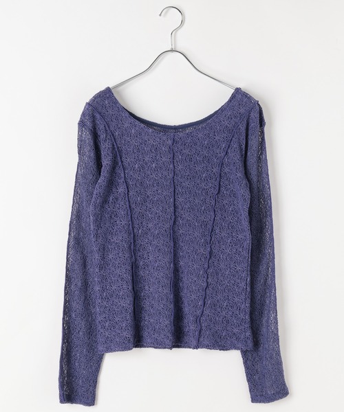 PAGEBOY（ページボーイ）の「メロメロンレース2WAYロングスリーブ【前後2WAY仕様】（Tシャツ/カットソー・レディース・ブラック/オフホワイト/ブルー/グレイッシュベージュ・FREE）」の6枚目の写真