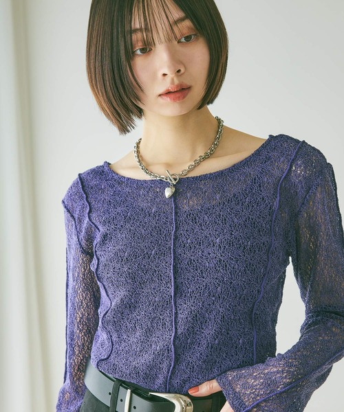 PAGEBOY（ページボーイ）の「メロメロンレース2WAYロングスリーブ【前後2WAY仕様】（Tシャツ/カットソー・レディース・ブラック/オフホワイト/ブルー/グレイッシュベージュ・FREE）」の21枚目の写真