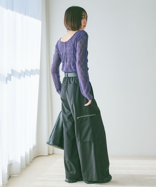 PAGEBOY（ページボーイ）の「メロメロンレース2WAYロングスリーブ【前後2WAY仕様】（Tシャツ/カットソー・レディース・ブラック/オフホワイト/ブルー/グレイッシュベージュ・FREE）」の22枚目の写真