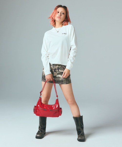 X-girl（エックスガール）の「DOUBLE ZIP FAUX LEATHER BAG（ショルダーバッグ・レディース・ブラック/レッド・ONE SIZE）」の10枚目の写真