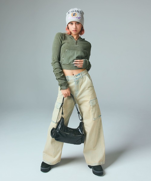 X-girl（エックスガール）の「DOUBLE ZIP FAUX LEATHER BAG（ショルダーバッグ・レディース・ブラック/レッド・ONE SIZE）」の14枚目の写真