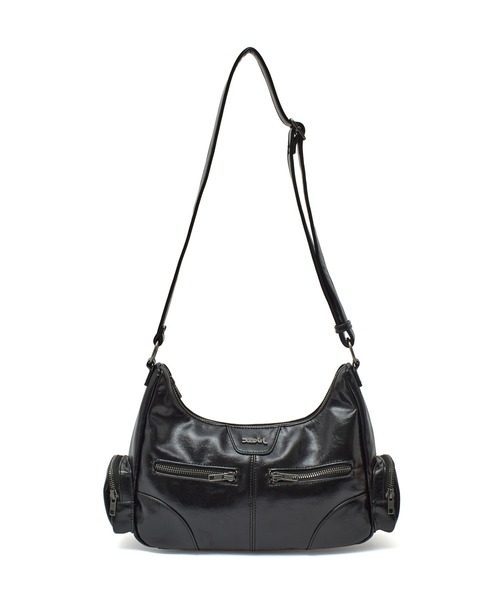 X-girl（エックスガール）の「DOUBLE ZIP FAUX LEATHER BAG（ショルダーバッグ・レディース・ブラック/レッド・ONE SIZE）」の17枚目の写真