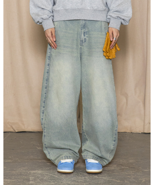 GLACK(グラック)の「GP169 アウトプリーツカーブデニムパンツ (インディゴ)(デニムパンツ・レディース・その他・SMALL/MEDIUM/LARGE)」の2枚目の写真