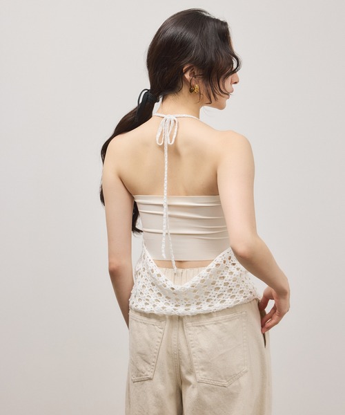 ADAM ET ROPE'（アダムエロペ）の「クロシェニットビスチェ（キャミソール・レディース・ホワイト/グリーン系その他2・FREE）」の3枚目の写真