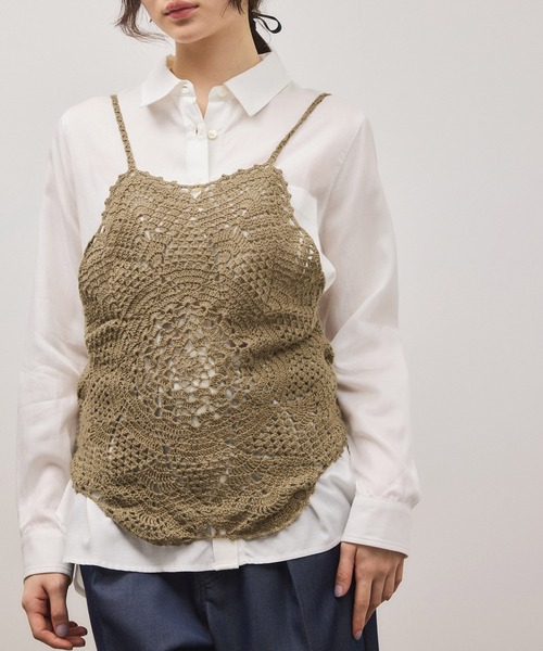 ADAM ET ROPE'（アダムエロペ）の「クロシェニットビスチェ（キャミソール・レディース・ホワイト/グリーン系その他2・FREE）」の7枚目の写真