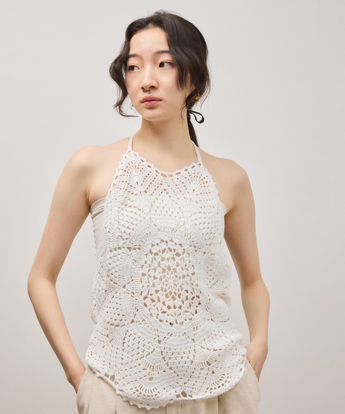 ADAM ET ROPE'（アダムエロペ）の「クロシェニットビスチェ（キャミソール・レディース・ホワイト/グリーン系その他2・FREE）」の14枚目の写真