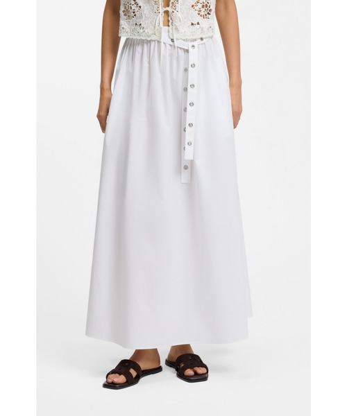 マキシスカート コットンポプリン アイレットベルト