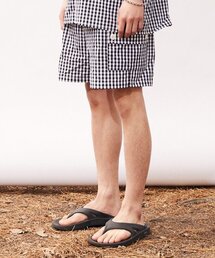 MOAA（モア）の「カバーギンガムチェックハーフパンツ（ブラック）（その他パンツ）」