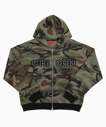 CRIGUN（クリガン）の「APPLIQUE RIVET ZIP UP HOODIE CAMO（パーカー）」