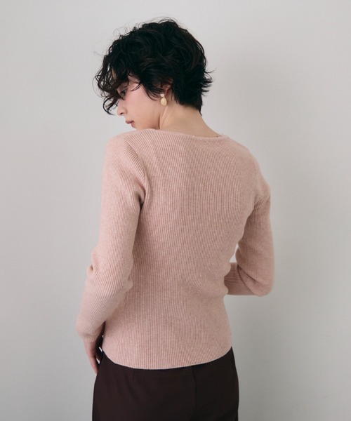 Trish（トリッシュ）の「レースレイヤードヘンリーネックリブニット（ニット/セーター・レディース・ブラウン/ホワイト/ピンク・FREE）」の14枚目の写真