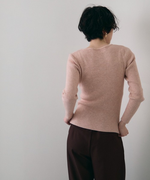 Trish（トリッシュ）の「レースレイヤードヘンリーネックリブニット（ニット/セーター・レディース・ブラウン/ホワイト/ピンク・FREE）」の16枚目の写真