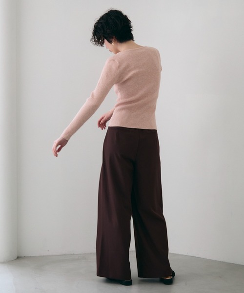 Trish（トリッシュ）の「レースレイヤードヘンリーネックリブニット（ニット/セーター・レディース・ブラウン/ホワイト/ピンク・FREE）」の12枚目の写真