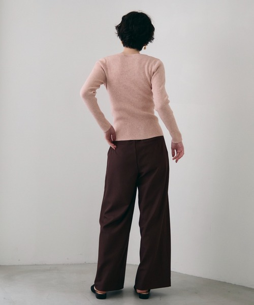 Trish（トリッシュ）の「レースレイヤードヘンリーネックリブニット（ニット/セーター・レディース・ブラウン/ホワイト/ピンク・FREE）」の13枚目の写真