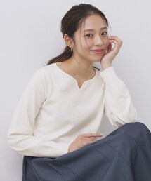 index | ゴールドパーツ付きハートネックニット【洗濯機OK】(ニット/セーター)