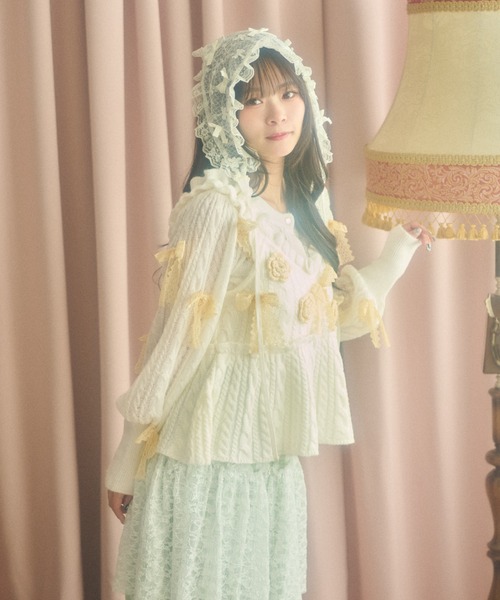 kutir(クティール)の「【クティールとレトロ】レースリボンパフスリーブカーディガン(カーディガン/ボレロ・レディース・オフホワイト/アイボリー/ピンク・FREE)」の17枚目の写真