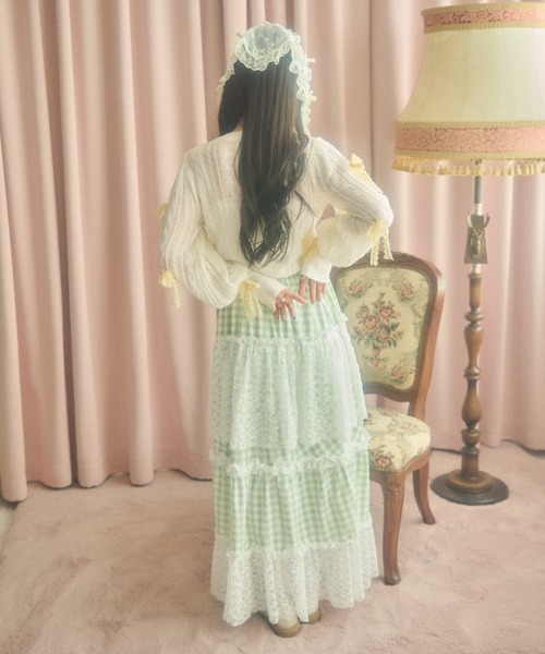 kutir(クティール)の「【クティールとレトロ】レースリボンパフスリーブカーディガン(カーディガン/ボレロ・レディース・オフホワイト/アイボリー/ピンク・FREE)」の13枚目の写真