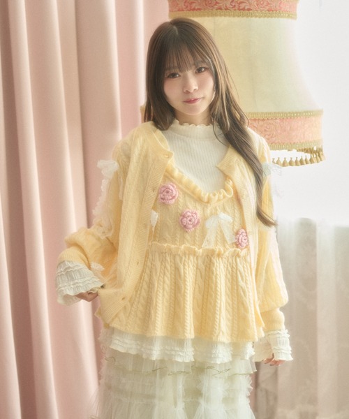 kutir(クティール)の「【クティールとレトロ】レースリボンパフスリーブカーディガン(カーディガン/ボレロ・レディース・オフホワイト/アイボリー/ピンク・FREE)」の18枚目の写真