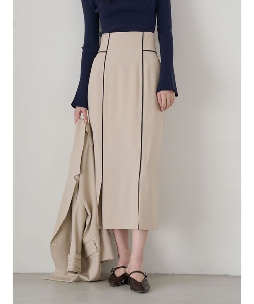 LAGUNAMOON（ラグナムーン）の「バイカラーパイピングスカート セットアップ（スカート・レディース・ブラウン/ベージュ・MEDIUM/SMALL）」の2枚目の写真