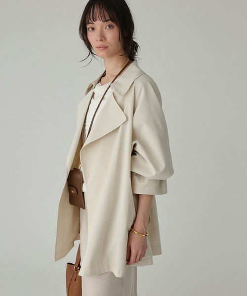 BABYLONE（バビロン）の「【多機能素材】タイプライターショートトレンチ（トレンチコート・レディース・チャコール/ライトベージュ・フリー）」の12枚目の写真