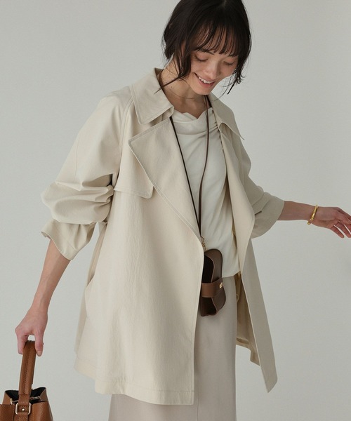 BABYLONE（バビロン）の「【多機能素材】タイプライターショートトレンチ（トレンチコート・レディース・チャコール/ライトベージュ・フリー）」の13枚目の写真