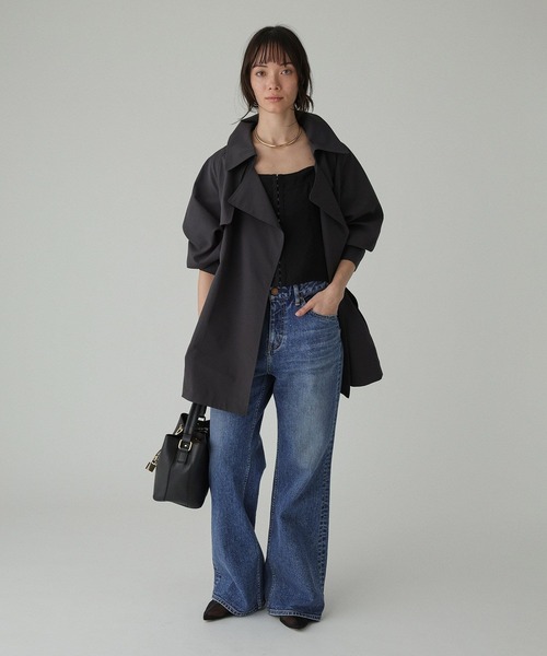 BABYLONE（バビロン）の「【多機能素材】タイプライターショートトレンチ（トレンチコート・レディース・チャコール/ライトベージュ・フリー）」の8枚目の写真