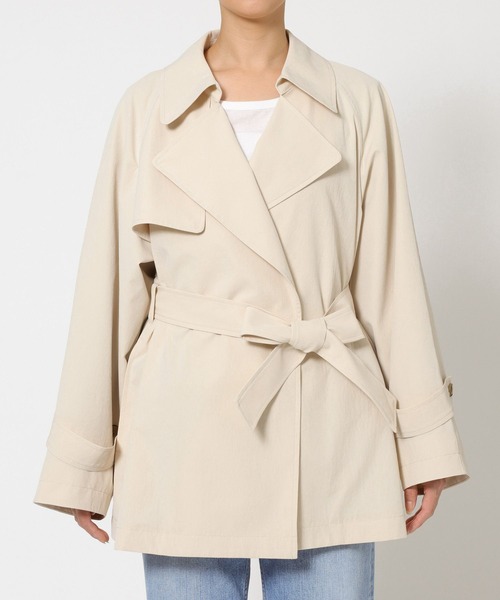 BABYLONE（バビロン）の「【多機能素材】タイプライターショートトレンチ（トレンチコート・レディース・チャコール/ライトベージュ・フリー）」の20枚目の写真