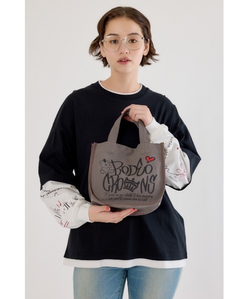 RODEO CROWNS WIDE BOWL(ロデオクラウンズワイドボウル)の「BRIDGE BEAR LOGO TOTE(トートバッグ・レディース・チャコールグレー/ピンク/ブルー・FREE)」の1枚目の写真