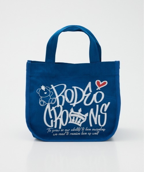 RODEO CROWNS WIDE BOWL(ロデオクラウンズワイドボウル)の「BRIDGE BEAR LOGO TOTE(トートバッグ・レディース・チャコールグレー/ピンク/ブルー・FREE)」の2枚目の写真
