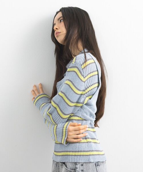 CRAFT STANDARD BOUTIQUE（クラフトスタンダードブティック）の「2点セット/ベスト＋ハーフボタンリブニットトップ◆（ニット/セーター・レディース・ライトブルー/ベージュ/ライトグレー・FREE）」の6枚目の写真