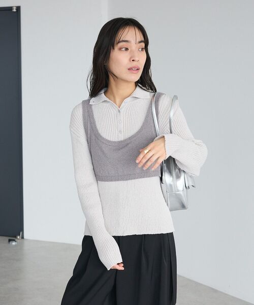 CRAFT STANDARD BOUTIQUE（クラフトスタンダードブティック）の「2点セット/ベスト＋ハーフボタンリブニットトップ◆（ニット/セーター・レディース・ライトブルー/ベージュ/ライトグレー・FREE）」の22枚目の写真